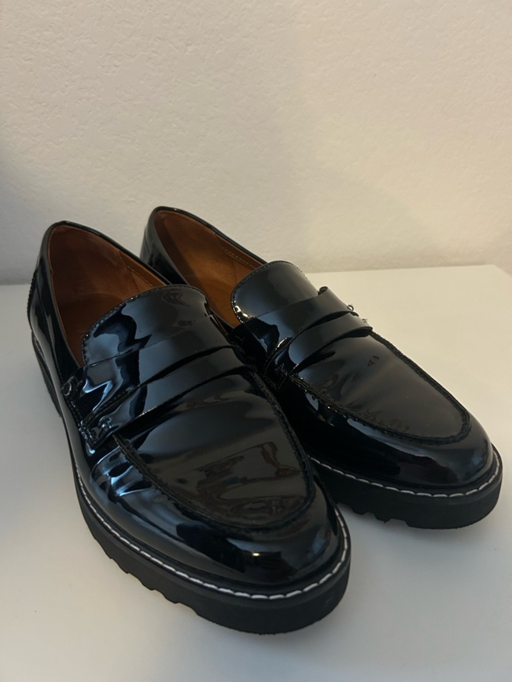 Franco Sarto Penny Loafer Black Patent Women’s Size 7